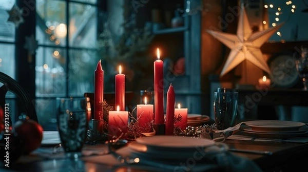 Fototapeta Formal dinner table setting