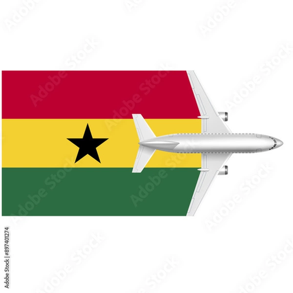 Fototapeta Ghana flag with Plane on png background
