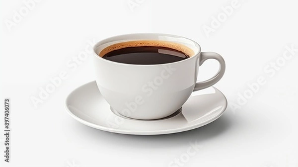 Obraz coffee cup isolated on a white background, coffee cup/mug with hot black coffee, isolated design element