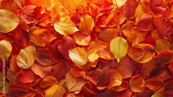 Fototapeta Autumnal Leaf Collection: A Symphony of Reds, Oranges, and Yellows