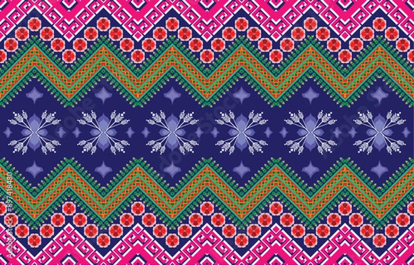 Fototapeta Ethnic pattern.beautiful pattern. folk embroidery,bohemian style,aztec geometric art ornament print.ethnic abstract Inkatha art.Seamless fabric.design for fabric, carpet, wallpaper, clothing 