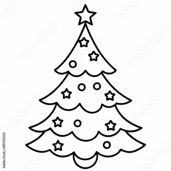 Fototapeta Stunning vector illustration of a Christmas tree on a white background ideal for holiday projects