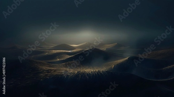 Fototapeta Mysterious Extraterrestrial Desert with Giant Sand Dunes ll