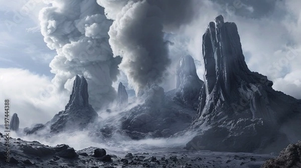 Obraz Futuristic Planetary Landscape with Unique Volcanic Structures