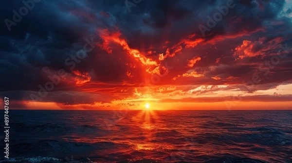 Obraz Fiery Sunset Over the Ocean