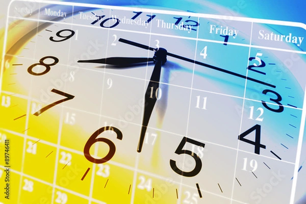Fototapeta Composite of Clock and Calendar