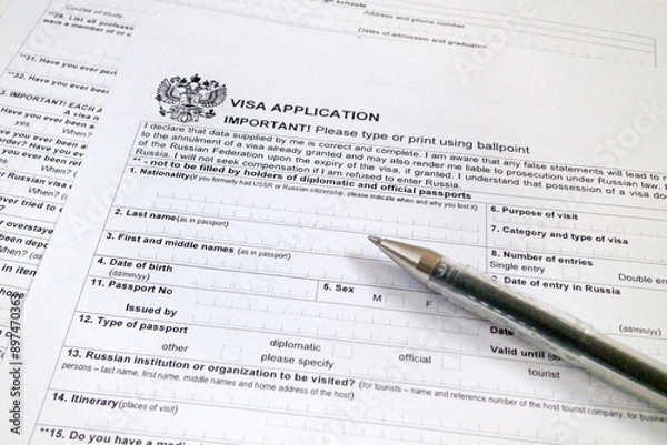 Fototapeta Visa application form for Russia