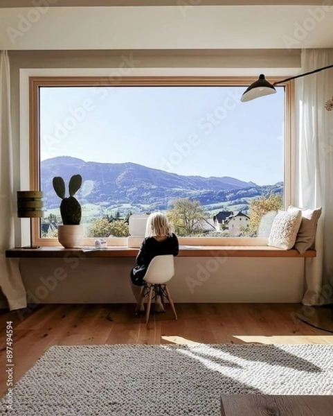 Obraz interior of a bedroom generative ai