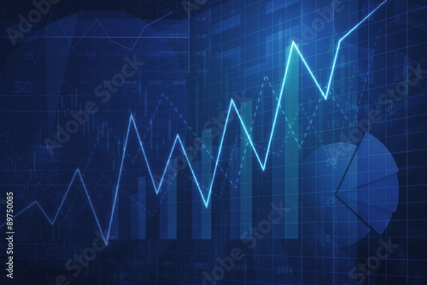 Obraz Wykres wzrostu z wykresem finansowym i wykresem, biznes sukcesu