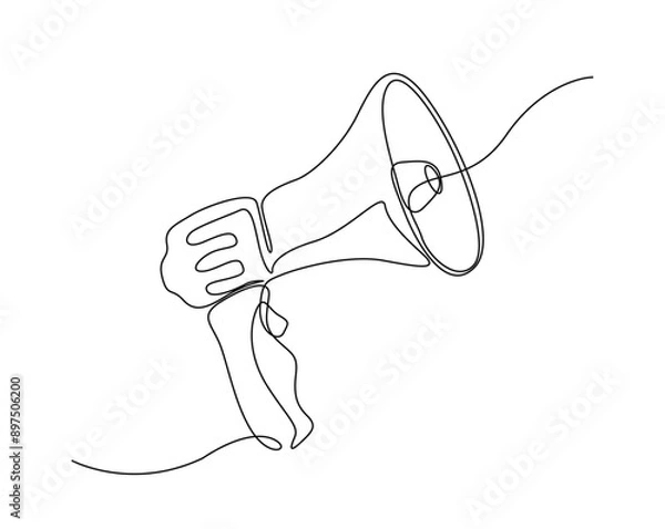 Obraz Megaphone single line vector illustration. Continuous line drawing of megaphone speaker.