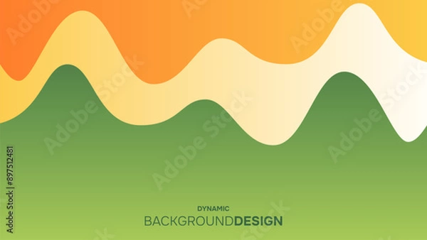 Obraz Abstract green and yellow dynamic waves background