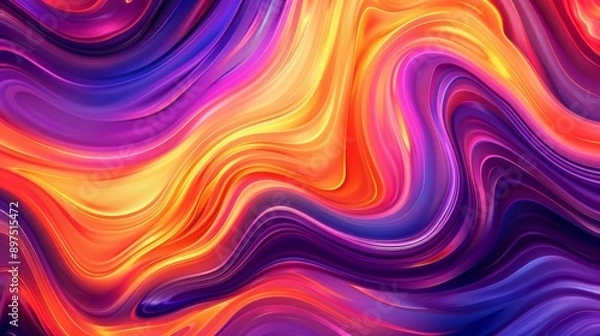 Fototapeta Vibrant wavy lines forming dynamic shapes on abstract background