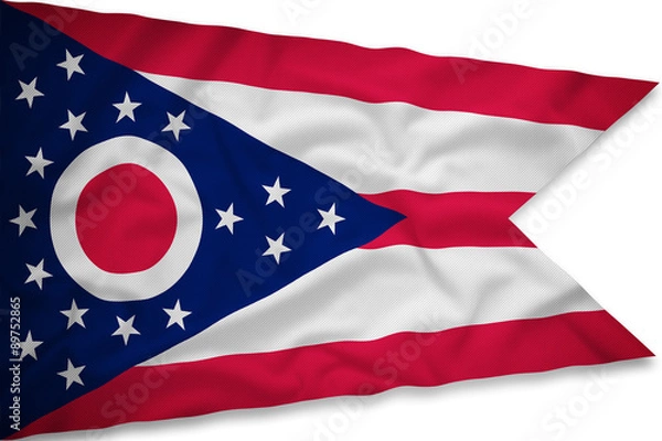 Fototapeta Ohio flag on the fabric texture background,Vintage style