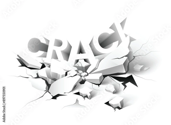 Fototapeta broken floor. Vector illustration isolated . Crack floor on white background