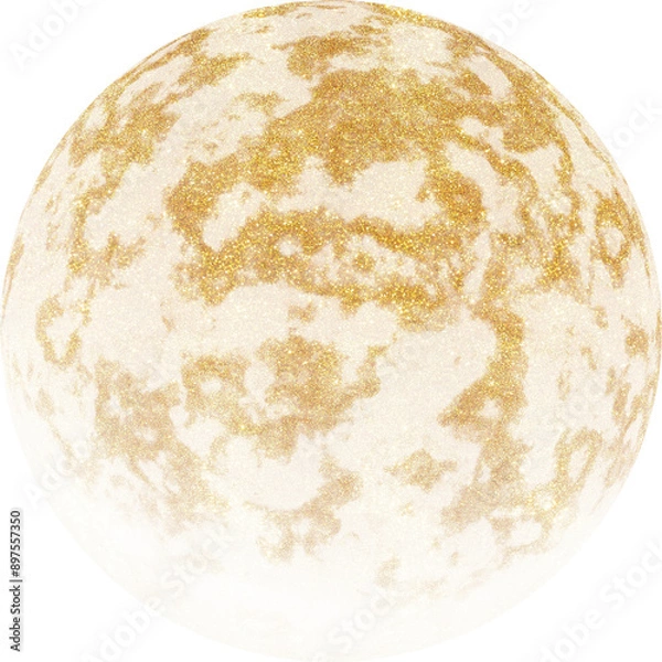 Fototapeta Golden planet, sparkle moon. Gold Shining Paint Stain Hand Drawn Illustration brush stroke paint ornament decorate. Gold astrology. Wedding invitation border. nebula on transparent, luxury star