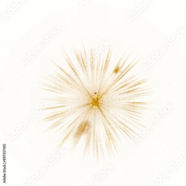 Fototapeta Shiny golden fireworks with textured on a white background. PNG transparent. Celebration, Holiday, Christmas, Wedding. Gold sparkles 