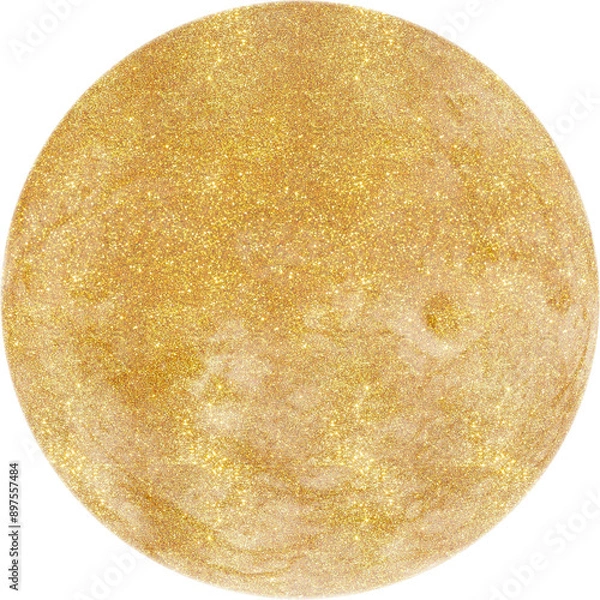 Fototapeta Golden planet, sparkle moon. Gold Shining Paint Stain Hand Drawn Illustration brush stroke paint ornament decorate. Gold astrology. Wedding invitation border. nebula on transparent, luxury star