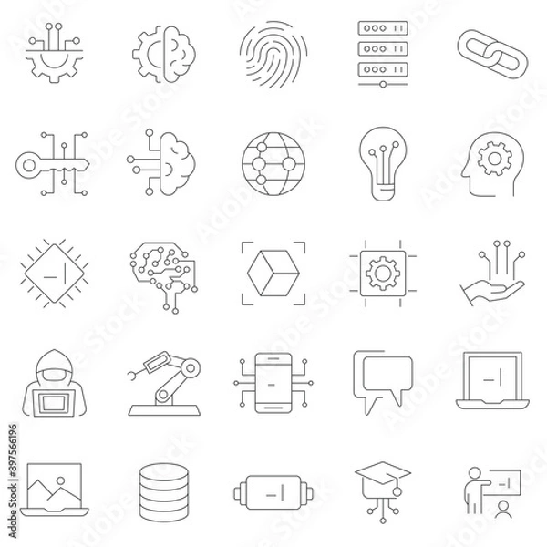 Fototapeta Robot and electronic icon set collection