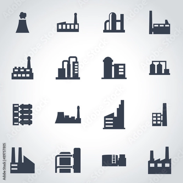 Obraz Vector black factory icon set