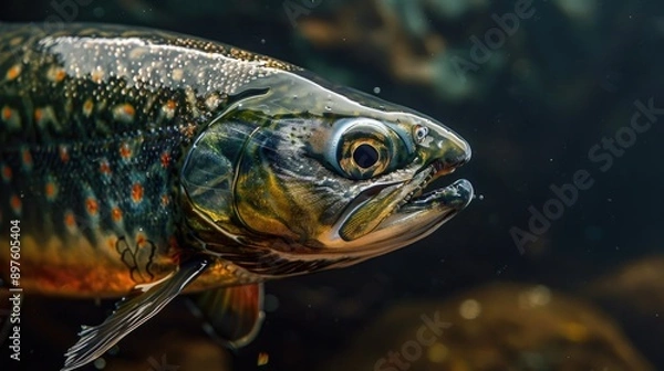 Fototapeta Close up shot of a Brook Trout's body.