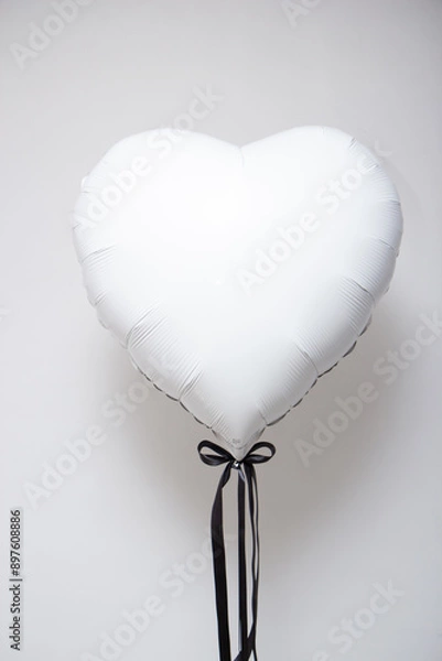 Obraz white heart foil balloon on white background