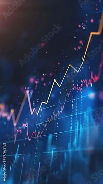 Fototapeta Modern line graph showcasing a consistent rise in stock prices, indicating profitable investment opportunities.