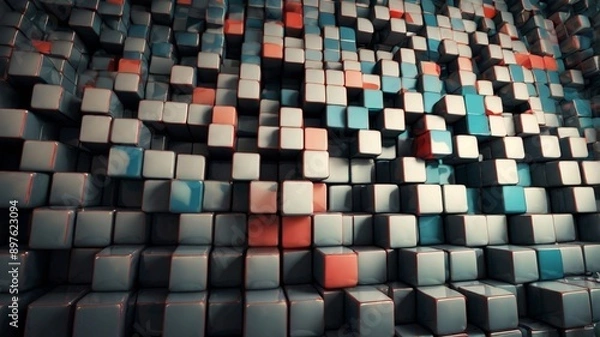 Fototapeta 3D Cube Pattern Background with Depth and Shadow Effects 