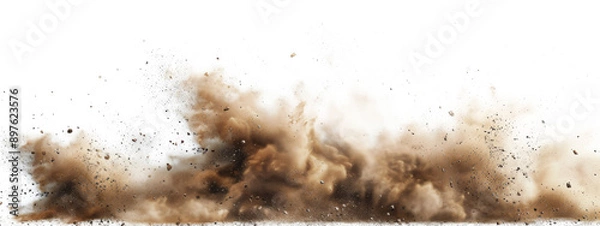 Fototapeta sandstorm sand dust cloud flying small particles isolated in transparent background, PNG