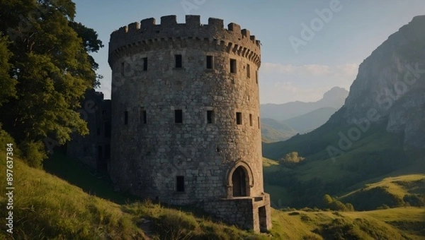 Fototapeta Archer tower providing a strategic vantage point for defense