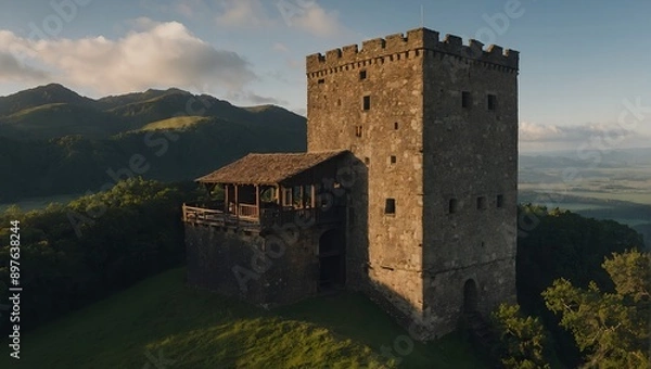 Fototapeta Archer tower maintaining constant surveillance over the kingdom