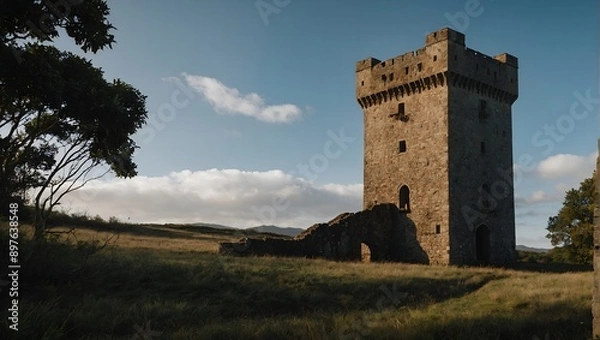 Fototapeta Archer tower strategically placed for maximum defensive reach