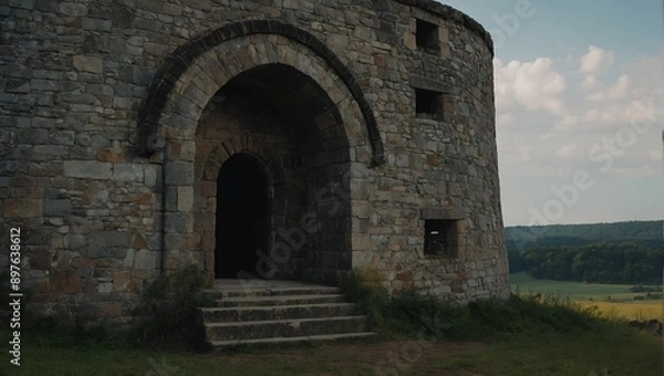 Fototapeta Archer tower built to withstand the toughest battles