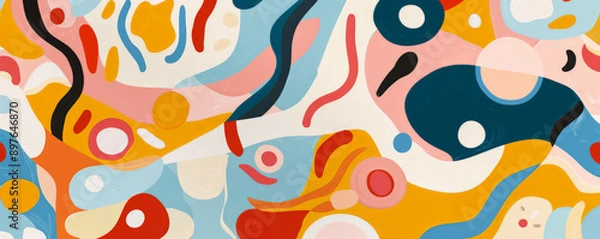 Fototapeta A whimsical abstract texture with playful shapes and bright colors, perfect for creating fun and engaging wall decor that delights the eye.