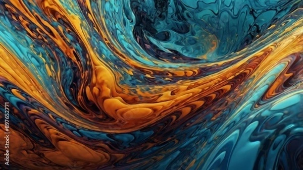 Fototapeta Fluid Dynamics Background with Liquid Flow and Motion Patterns