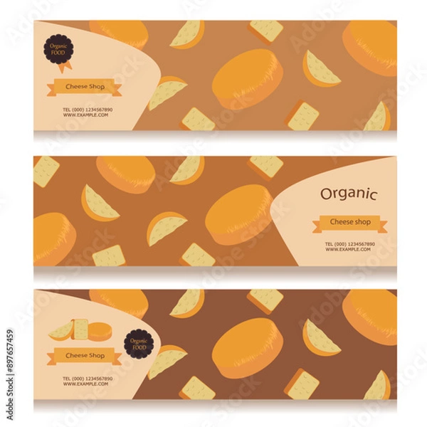 Obraz Cheese shop flyers with text on an isolated background