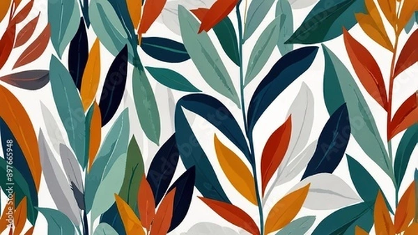 Obraz Abstract pattern suitable for printing. oil painting pattern in a small leave. Little leave. white background.
