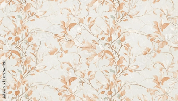 Fototapeta Seamless Abstract Watercolor Peach Floral Pattern Design