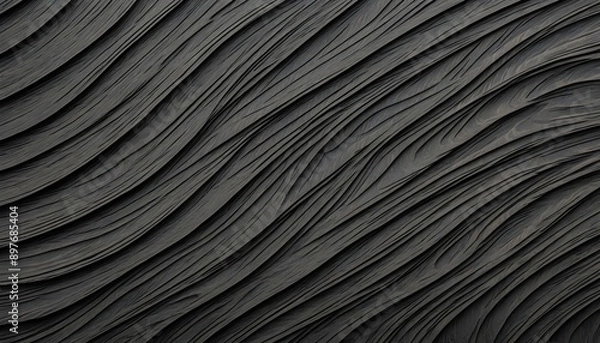 Fototapeta A Damascus steel texture with intricate, wavy patterns and a dark, matte finish, highlighting the unique forging process. Multiple variations available