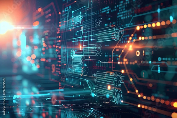 Fototapeta Innovative electronics in a digital network