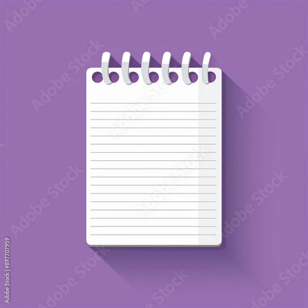 Fototapeta Useful 2D Notepad Icon on a Radiant Violet Background for Office Supply Graphics