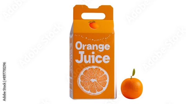 Obraz Orange juice carton box isolated on white transparent
