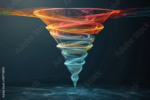 Fototapeta Abstract colorful funnel on a dark background.
