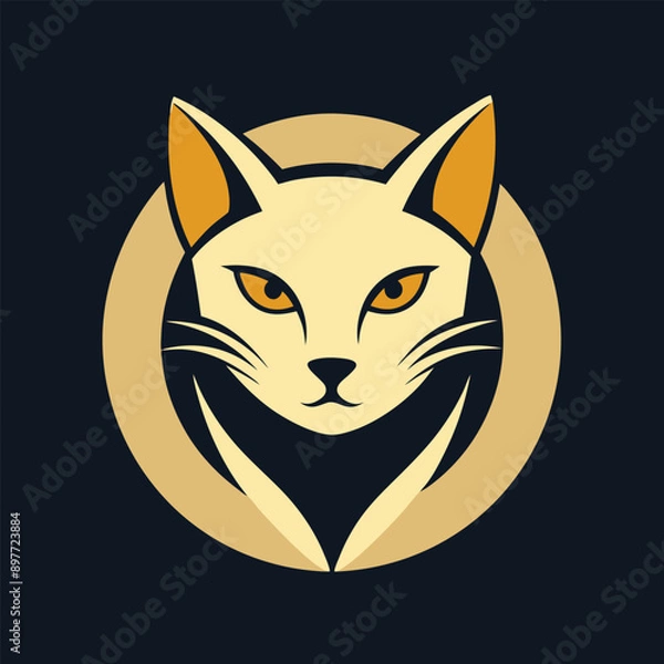 Fototapeta Minimalist logo design featuring a cat