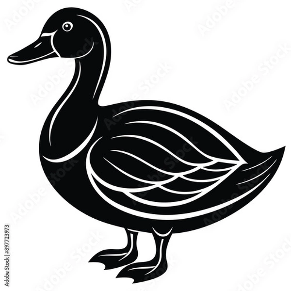 Fototapeta Minimalist duck illustration on a white background