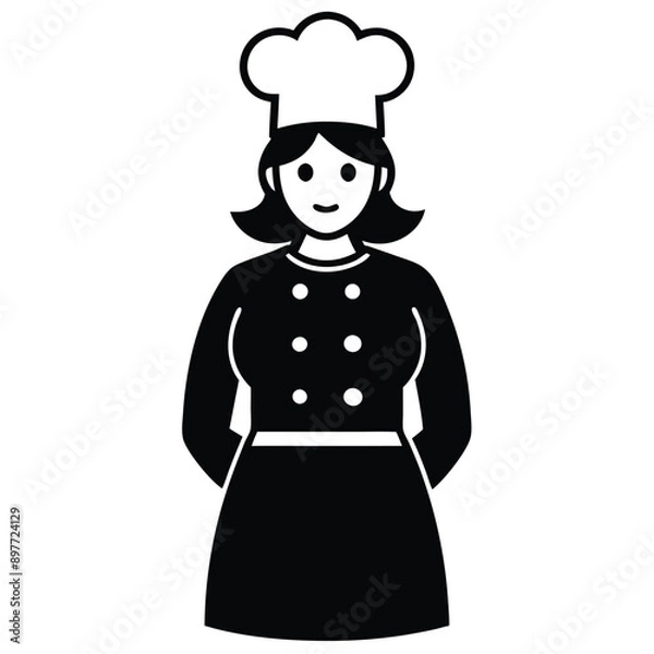 Fototapeta Shef Mom Cooking Delicious Meal EPS Vector Illustration