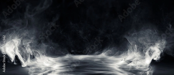 Obraz Real smoke exploding outwards with center space. Dramatic smoke or fog effect for spooky Halloween background or wallpaper.