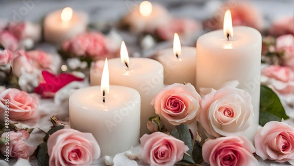 Obraz candles and rose petals