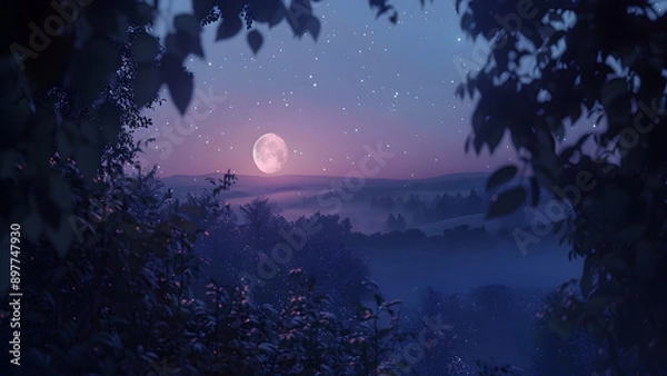 Fototapeta realistic high-resolution photo of night, with detailed background