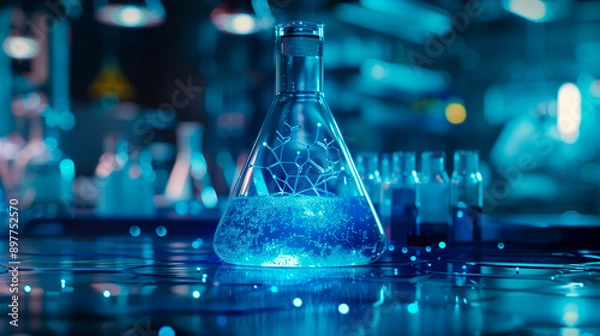 Obraz Hydrogen in a laboratory container bottle