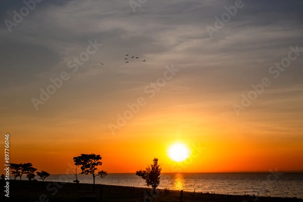 Obraz sunset on the lake